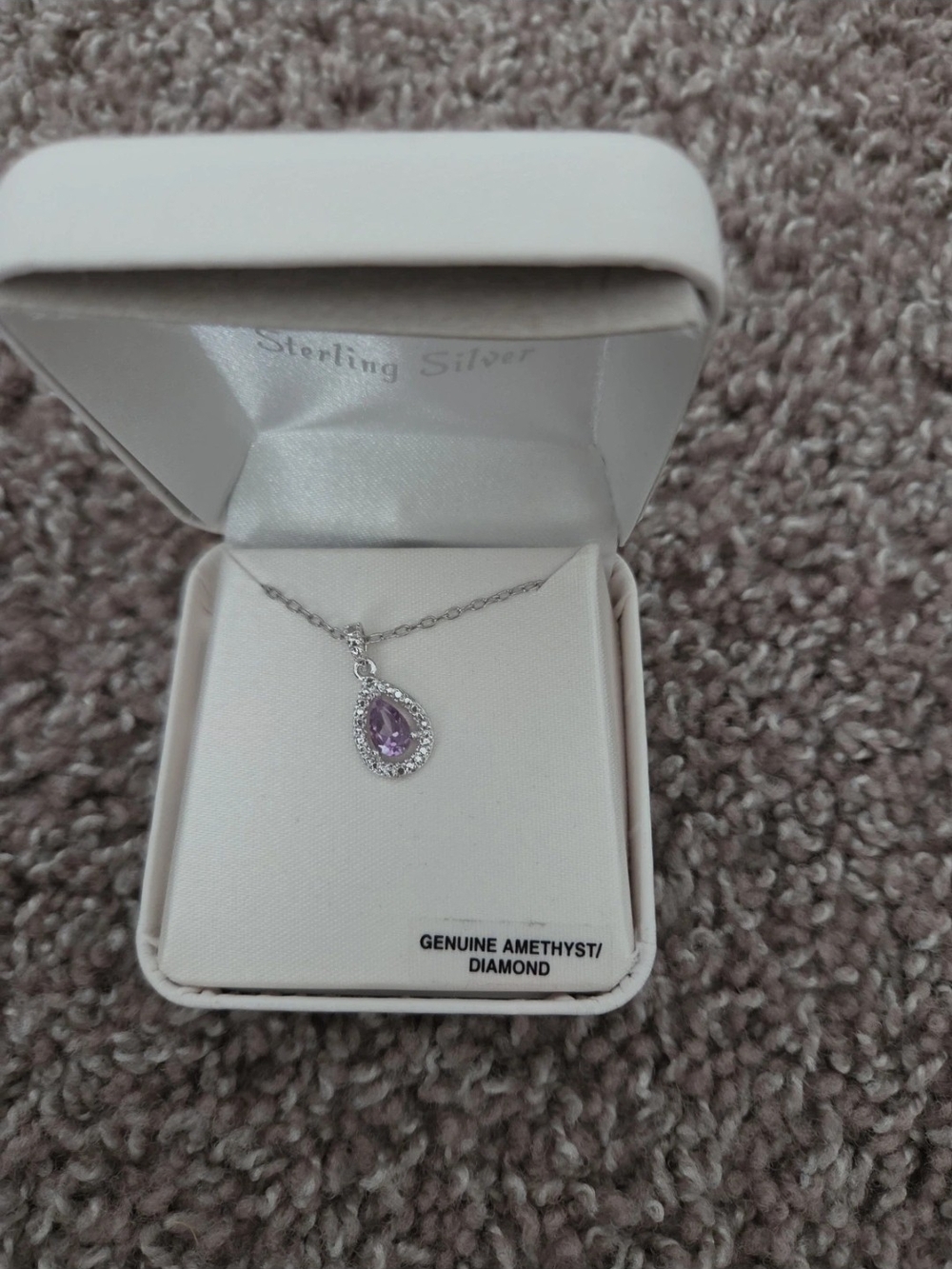 Macy's Sterling Silver Amethyst Teardrop Necklace - Purple